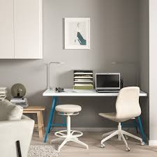 Linnmon Lerberg Table White Blue 150x75 Cm Ikea Ikea Linnmon Table Top Lerberg Ikea