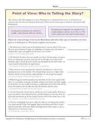 Point Of View Worksheets Who Is Telling The Story Authors Point Of View Reading Worksheets Point Of View