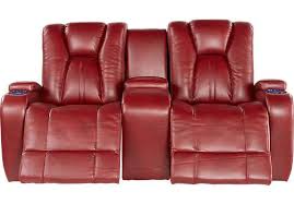 Kingvale Red Power Reclining Console Loveseat Leather Reclining Loveseat Leather Loveseat Love Seat