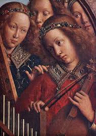 Eyck Jan Van Flemish Northern Renaissance Ca 1395 1441 The Ghent Altarpiece Angels Playing Music Detail 2 Jan Van Eyck Ghent Altarpiece Old Paintings