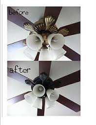 Downrod that matches the decor of the fan and hangs the fan lower to the ground for improved air movement. Spray Painted Ceiling Fan Completed Awesome Idea Not A Big Fan Of Gold And Thats What Ive Got In My Hous Painting Ceiling Fans Ceiling Fan Painted Ceiling