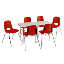 Ecr4kids Combo One 24 Rectangular Table And Six 10 Chairs Grey Nebula Red Rectangular Table Ecr4kids Chair