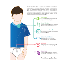 When the bedwetting alarm sounds during the night, it flashes a blue light, vibrates, and makes a sound. Bed Alarm For Bedwetting
