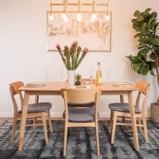 Noble House Lucious 5 Piece Dark Grey And Natural Oak Dining Set 11372 The Home Depot In 2020 Modern Dining Room Set Oak Dining Sets Solid Wood Dining Set