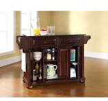 Alexandria Solid Black Granite Top Kitchen Island in Vintage Mahogany Finish