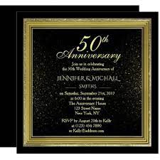 Elegant Black And Golden Frame Anniversary Invite Zazzle Com Anniversary Invitations Elegant Invitations Elegant Wedding Invitations