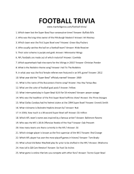 Test your knowledge with our quiz list of holidays trivia questions and answers. 36 Best Football Trivia Questions And Answers Spark Fun Conversations