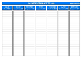 Les plannings au format pdf permettent d'imprimer rapidement un planning et de remplir les jours avec un stylo. Semaine 36 2020 Dates Calendrier Et Planning Hebdomadaire A Imprimer