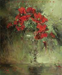 1910 for the floral counted cross stitcher! Oleg Trofimoff Flowers Art Painting Oil Abstract Flower Painting Flower Art