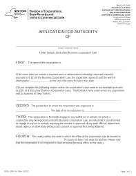 New York Certificate Of Authority Foreign New York Corporation
