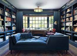 Contemporary living room with bohemian art. Beautiful Blue Living Room Ideas