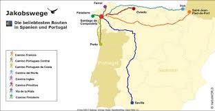 Stepmap spanien & portugal landkarte für spanien datei:karte der öpnv systeme in spanien und portugal.png. Jakobsweg Ubersicht Alle Infos Zu Pilgerwegen In Spanien Und Portugal