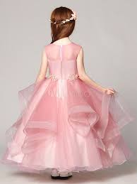 Flower Girl Dresses Ball Gown Organza Floor Length Applique Soft Pink Kids Pageant Dresses Wedding Dresses For Kids Kids Pageant Dresses Pink Dresses For Kids