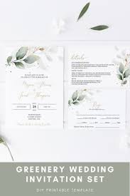 Greenery Wedding Invitation Template Set Boho Wedding Invite Etsy Wedding Invitations Boho Greenery Wedding Invitations Wedding Invitation Templates