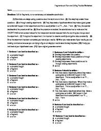 Sentence fragments do not express a complete thought. 5th Grade Grammar Skill Practice Worksheet Key Fragments And Run Ons