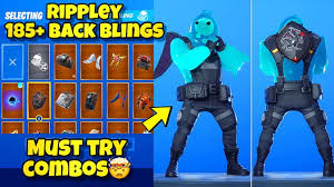 Explore origin 0 base skins used to create this skin. New Rippley Skin Showcased With 185 Back Blings Fortnite Battle Royale Best Rippley Combos Youtube
