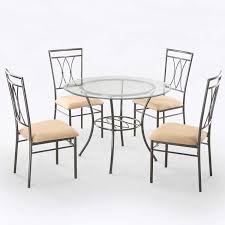 Metal Glass Dining Set Of 5 Round Tabletop Chairs Upholstered Seats Cushions 217 00end Date Metal Dining Set Round Dining Table Sets Round Dining Room Sets