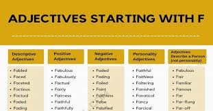 Adjectives that start with k! Adjectives That Start With F 1100 Adjectives Starting With F 7esl