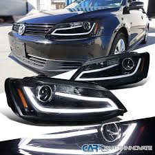 Glossy Black Fit 11 18 Jetta Led Drl Projector Headlights Head Lamps Left Right Ebay Vw Jetta Projector Headlights Car Accessories