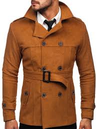 Made from imported japanese wool, it's a touch of luxury imbued with timeless tailoring. Men S Double Breasted Winter Coat With Belt And High Collar Camel Bolf 0009 Camel