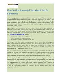 How To Find Successful Vocational Trip To Baltimor Trip Success Airport Transportation
