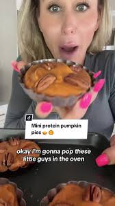 Mini Protein Pumpkin pies Crust 24 blended teddy graham crackers 1/2 cup  almond flour Cinnamon 1-2 tbsp sugar free syrup Pie filling 1 cup pure  pumpkin purée 1 scoop Devotion Sinful Cinnamon protein 1 ...