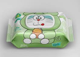 Khăn giấy ướt Doremon Thiên Thủy (Màu xanh không mùi) gói 225gr