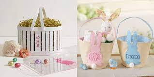 Try this oversized basket packed with both sweet and savory snacks. 16 Personalized Easter Baskets Cute Monogrammed Easter Basket Ideas