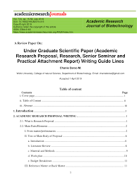 Includes front page, certificate and acknowledgement pages. Pdf A Review Paper On Under Graduate Scientific Paper Academic Research Proposal Research Senior Seminar And Practical Attachment Report Writing Guide Lines