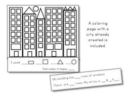 Shapes like rectangles, triangles, cubes, pentagons, hexagons, squares and circles feature in these coloring pages. Shape City 2d Shape Build And Count Or Arrays From Crafty Math Bundle 2