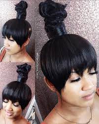 Y I N Chinesebangs Bunandbangs Razorcut Halfuphalfdown Messybun Naturalhai Weave Ponytail Hairstyles Bob Hairstyles With Bangs Ponytail Hairstyles