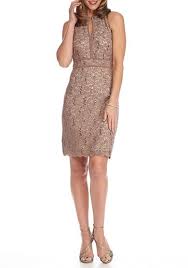 Rm Richards Lace Keyhole Neckline Cocktail Dress Dresses Taupe Dress Short Lace Dress