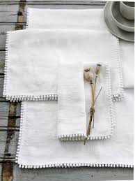White Pom Pom Table Linen Table Linen Napkins Linen Table Runner Placemats