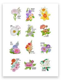 Birth Flowers For Each Month Birth Flower Poster Etsy In 2020 Birth Flower Tattoos Birth Flowers Birth Month Flowers