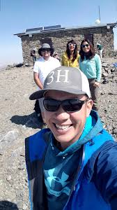 Hiking with dogs to white mountain peak