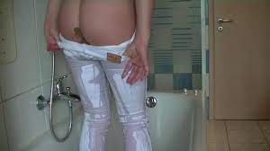 Pee & poop in white jeans - scat porn at ThisVid tube