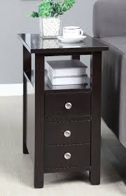 Modern Narrow Dark Espresso Nightstand Wooden Side Table 2 Drawers Night Stand Nightstand Sidetable End Tables With Drawers Sofa End Tables Chair Side Table