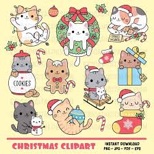 Christmas Kawaii Clipart Set Cute Cat Digital Clip Art Funny Etsy In 2021 Kawaii Clipart Kawaii Christmas Holiday Illustrations Polish your personal project or design with these cat drawings transparent png images, make it even more personalized and more attractive. christmas kawaii clipart set cute cat