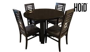 Luxury glass dining table and 6 fabric chairs including 2 arm chairs. Gol Round Dining Table With 4 Chairs Hoid Pk