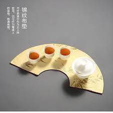 不漏斋南京云锦布艺棉麻双面扇形餐桌垫杯垫茶席布垫中式古典金竹 淘宝网全球站 projects to try illustration design projects