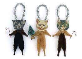 Cat Christmas Decorations Bobble Head Kitten Ornaments Cat Christmas Tree Ornaments