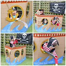 Coolest homemade pirate ship costume. How To Make A Pirate Party Photo Booth Party Delights Blog