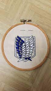 Survey Corps Logo Attack On Titan In 2021 Sewing Embroidery Designs Basic Embroidery Stitches Anime Embroidery