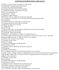 custodian supervisor checklist template download from