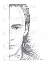 Hand Drawn Fan Art Half Faces Loki Marvel Art Drawings Marvel Drawings Avengers Drawings