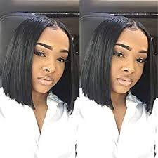 Hairstyle trends haven't changed much in the last several seasons, but lately i'm seeing a lot of celebrities adopting the. Amazon Com Straight Black Short Bob Wig Middle Part Synthetic Wig Wigs For Black Women Beauty