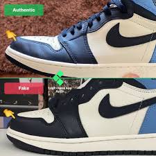 These white and navy blue retro aj1s have seen resale price. How To Spot Fake Air Jordan 1 Obsidian Fake Vs Real Aj1 Obsidian Legit Check By Ch