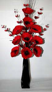 The package contain 10 x artificial poppy flowers. Artificial Silk Flowers Red Poppy Flower Arrangement In Black Vase 100cms High Artificial Silk Flowers Flower Arrangements Silk Flowers