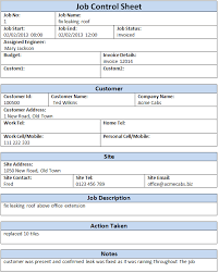 Job Control Sheet Software Invoice Template Job New Roads