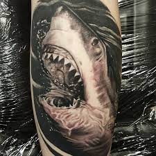 Great white shark tattoo forearm. Pin By Joshua T On Tattoos Shark Tattoos Tattoo Designs Men White Tattoo